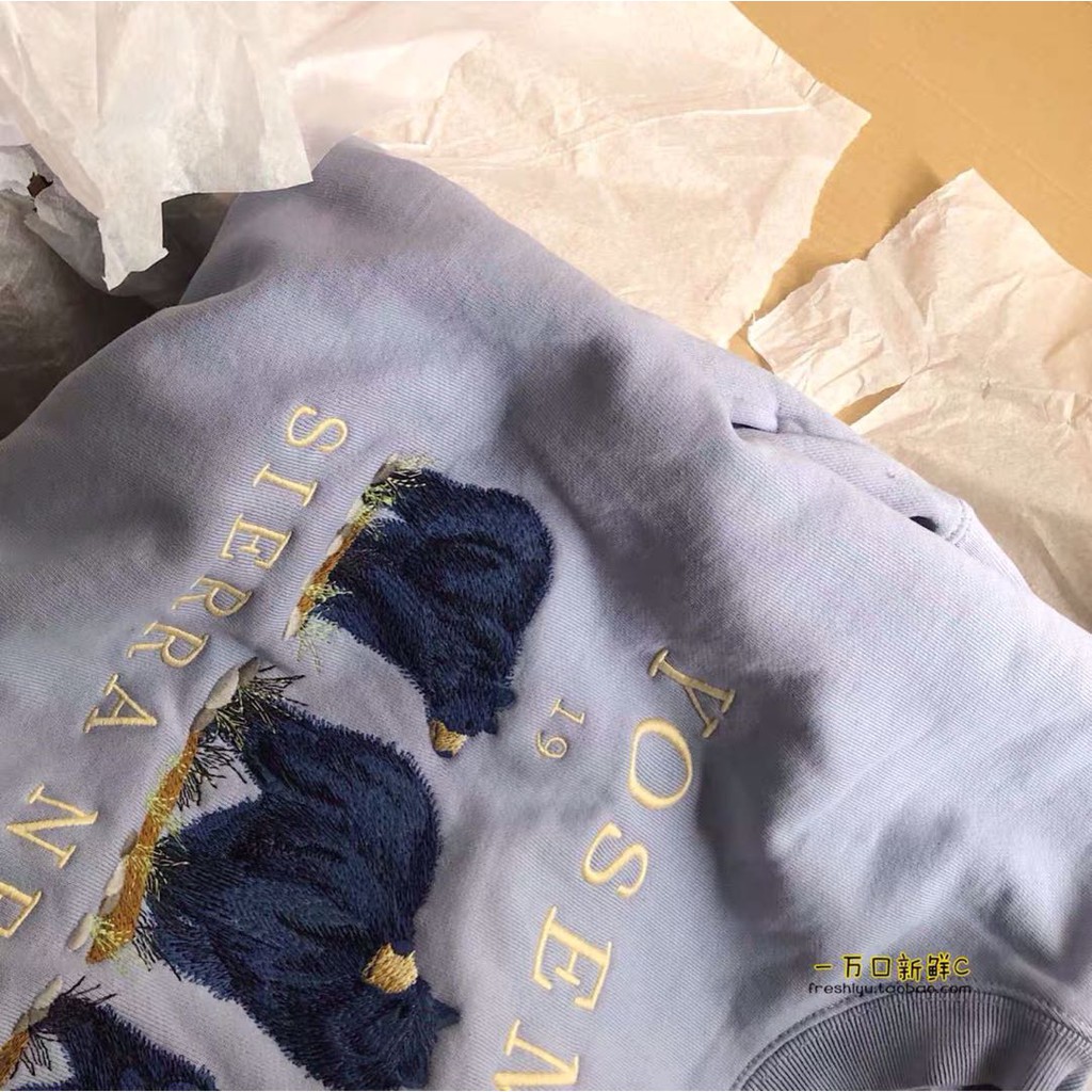 Áo sweater blue bear dáng rộng