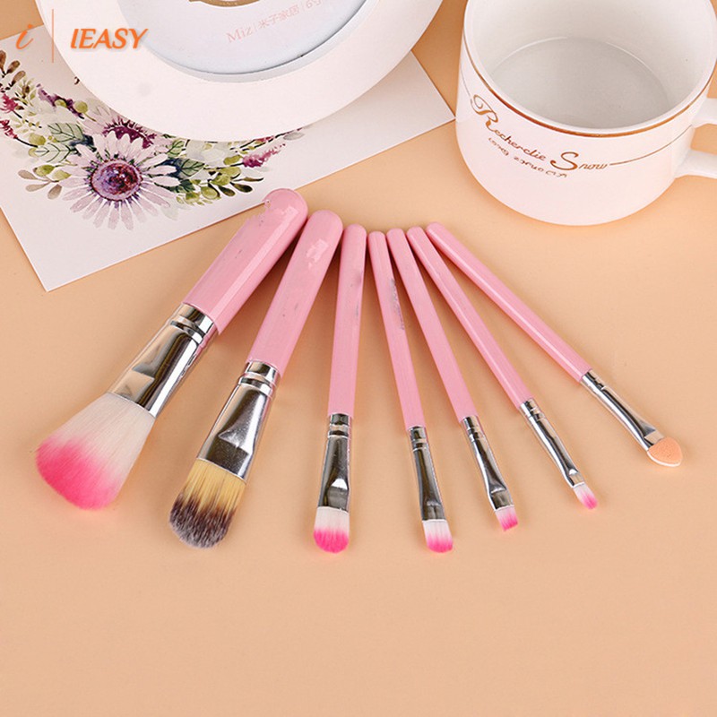 (Hàng Mới Về) Bộ 7 Cọ Trang Điểm Kèm Hộp Đựng Bằng Sắt Màu Hồng Dành Cho Nữ | BigBuy360 - bigbuy360.vn