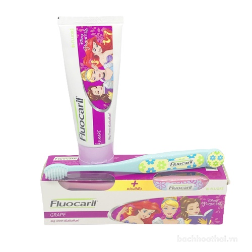 Kem đánh răņg Fluocaril Girls Big Teeth Grape Flavour Thái Lan dành cho trẻ em (tặng kèm bàn chải đánh răņg trong hộp)