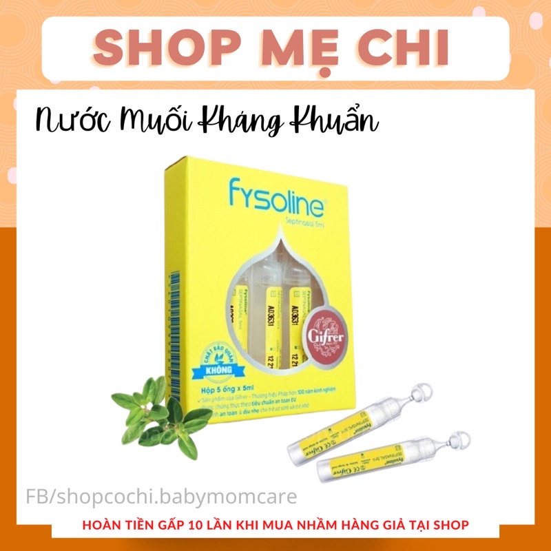 Fysoline - Nước muối sinh lý Kháng khuẩn Pháp - Hỗ trợ nghẹt mũi, viêm mũi, sổ mũi (5 ống)