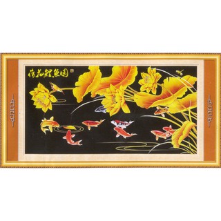 Tranh Thêu Chữ Thập 3D Cá Chép Trong Hồ Sen A783 (KHÁCH TỰ THÊU) KT:68X39CM
