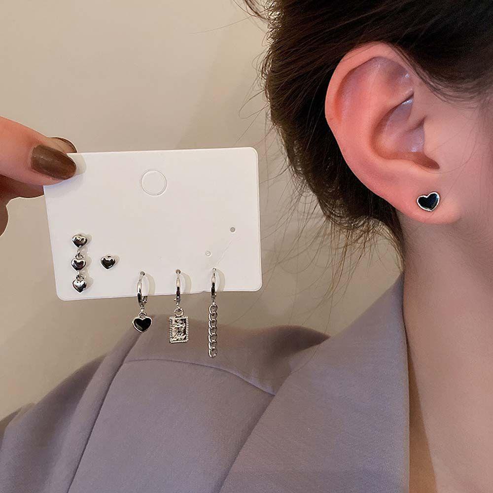 EXPEN Bộ Khuyên Tai Tua Rua Hình Trái Tim Nhỏ Đơn Giản Dễ Thương Cho Nữ