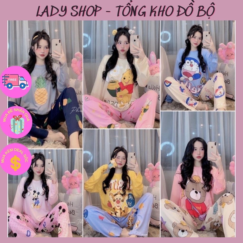 [BỘ PIJAMA] Bộ Mặc Nhà Quần Dài - Bộ Đồ Ngủ Nữ Chất Cotton Hình Dễ Thương [HÀNG CÓ SẴN] | BigBuy360 - bigbuy360.vn