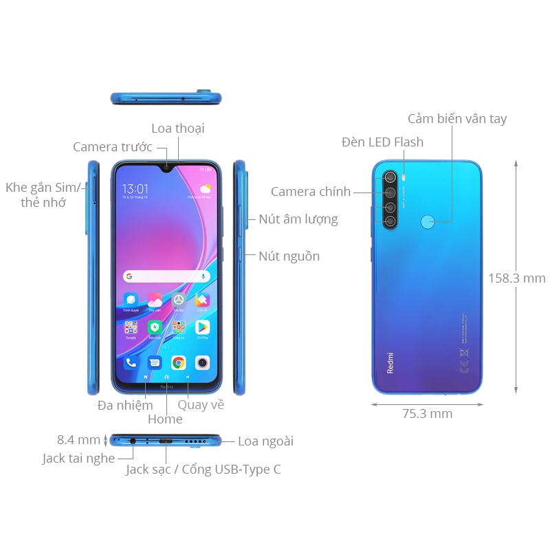 Điện thoại Xiaomi Redmi note 8 ram 4G/64GB máy chính hãng
