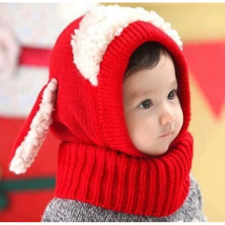 Mũ cừu liền khăn siêu ấm cho bé