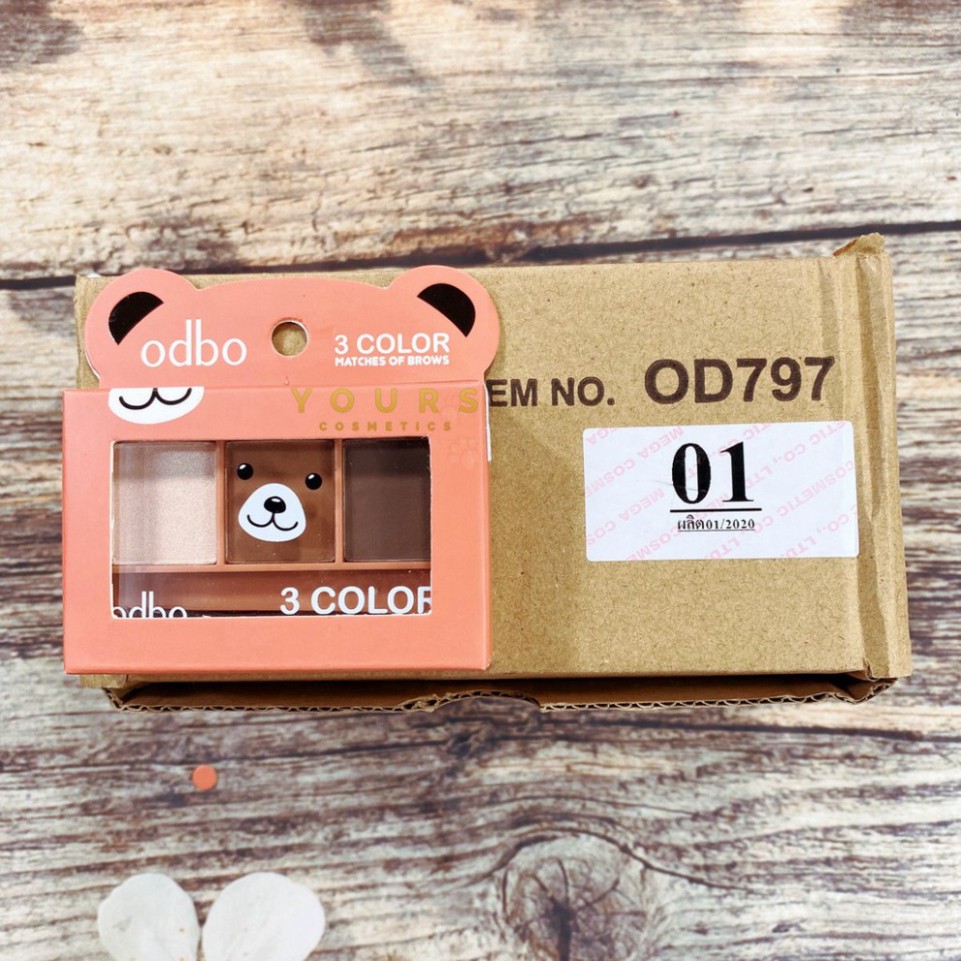Set Bột Tán Mày Tông Nâu Đen Odbo 3 Color Matches Of Brows No.01 H7