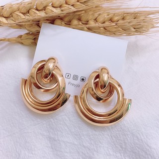 Bông tai nữ tròn mạ bạc dạng vòng hình độc đáo phong cách vintage hot trend / khuyên tai nữ