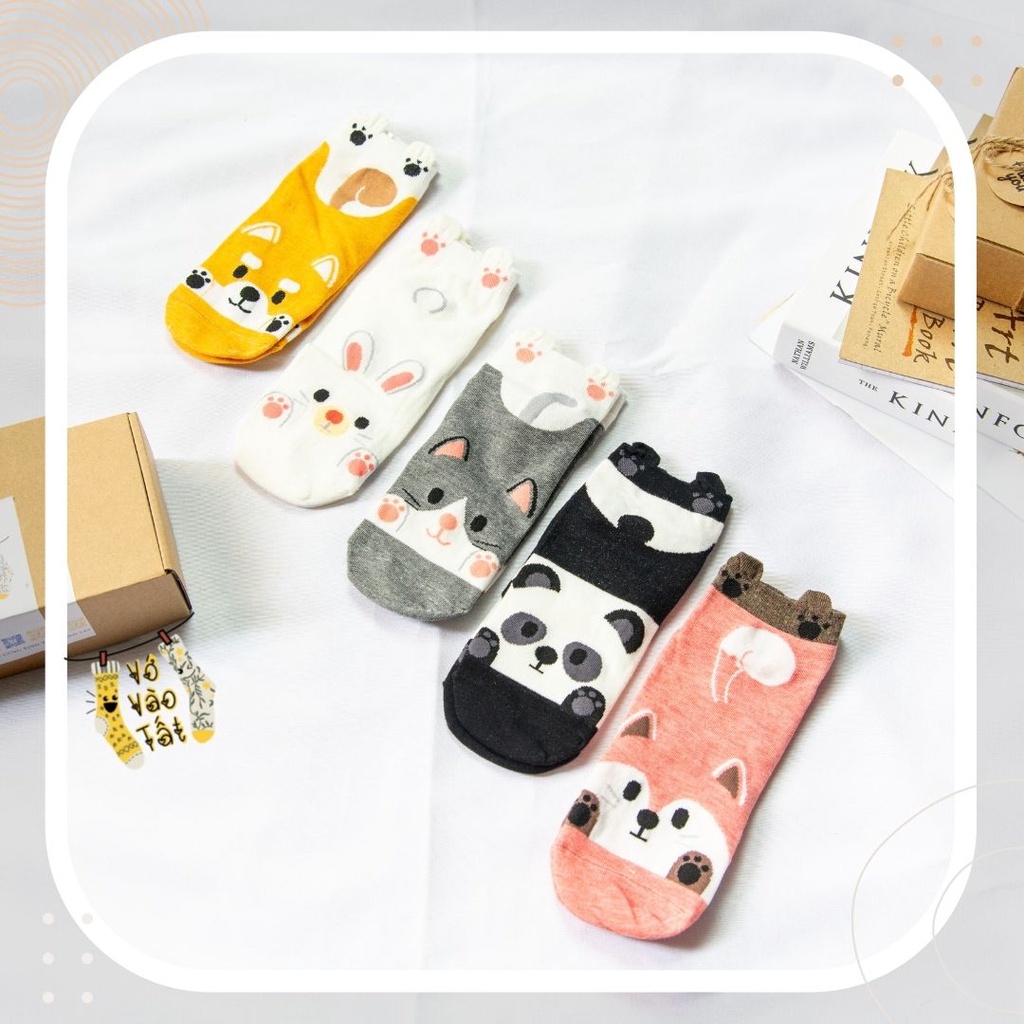 TẤT VỚ NỮ CỔ NGẮN HÌNH THÚ CÓ TAI CUTE