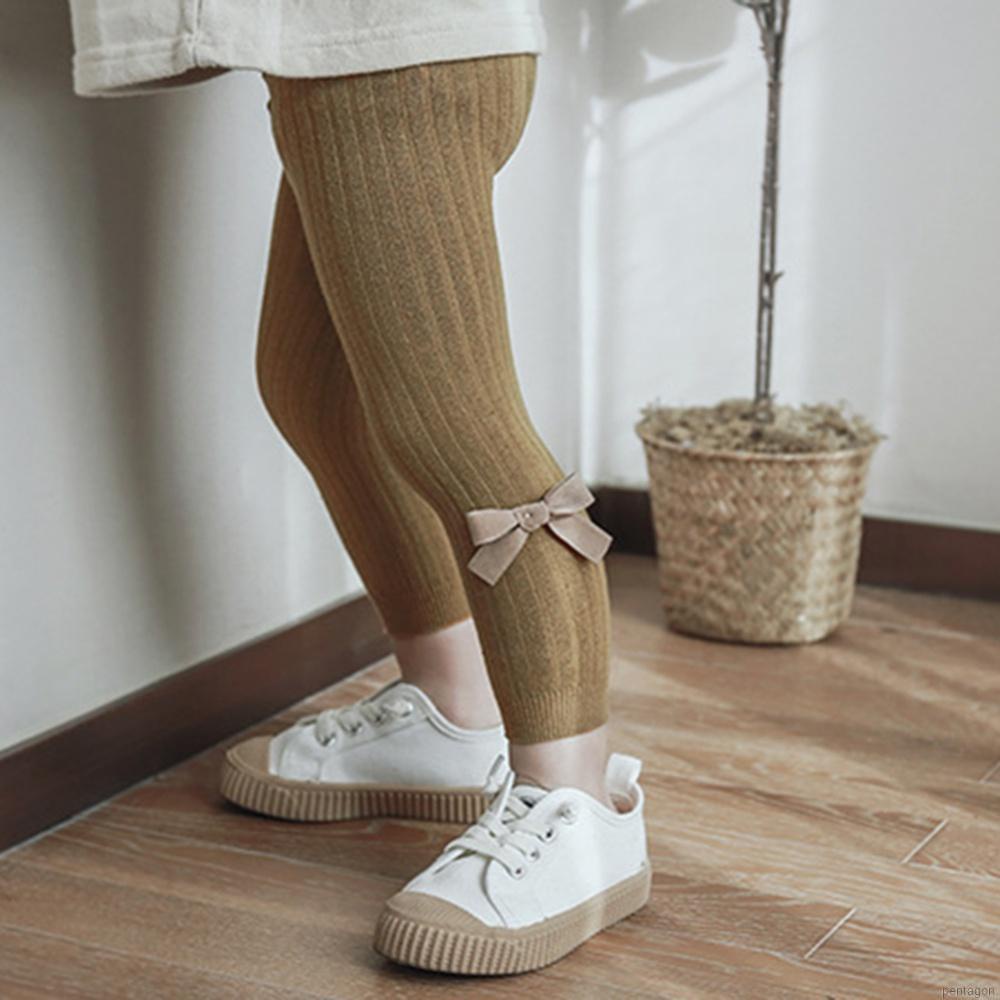 Quần dài giữ ấm màu trơn đơn giản cho bé gái 6 tháng - 6 tuổi