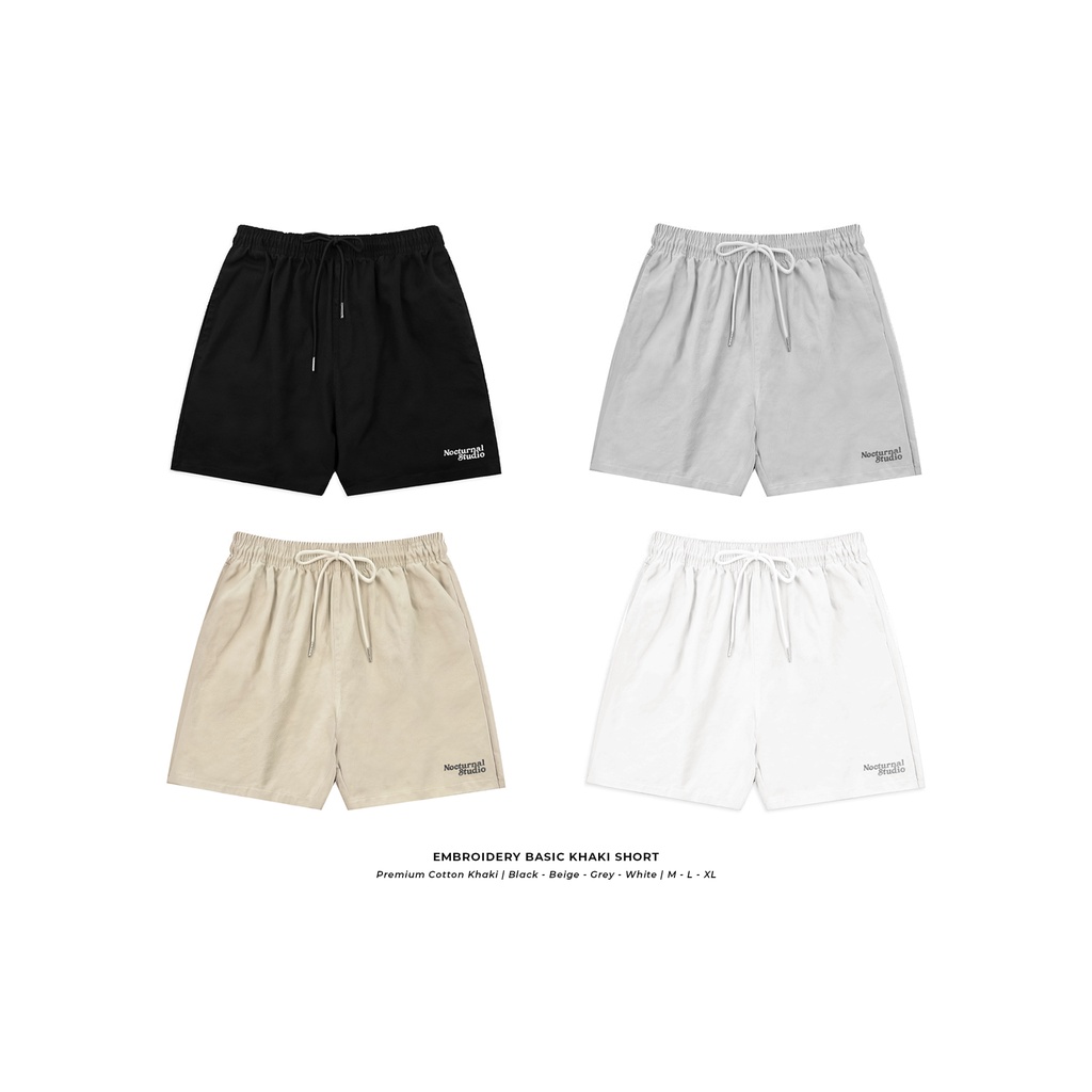 Quần Short Kaki Thêu Basic NOCTURNAL Unisex Local Brand Form Trên Gối