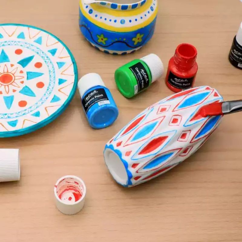 Màu sơn vẽ kính gốm sứ thủy tinh Mont Marte Signature Ceramic Paint 6 màu x 12ml