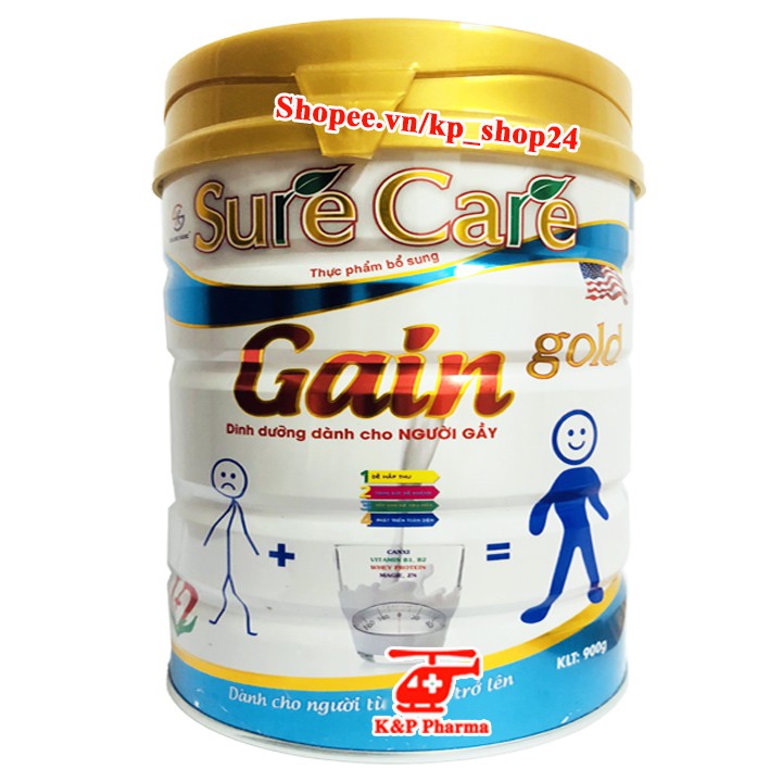 ✅ (CHÍNH HÃNG) Sữa tăng cân Sure Care Gain Gold 900g – Dành cho người gầy, biếng ăn, lao lực, suy dinh dưỡng Surecare