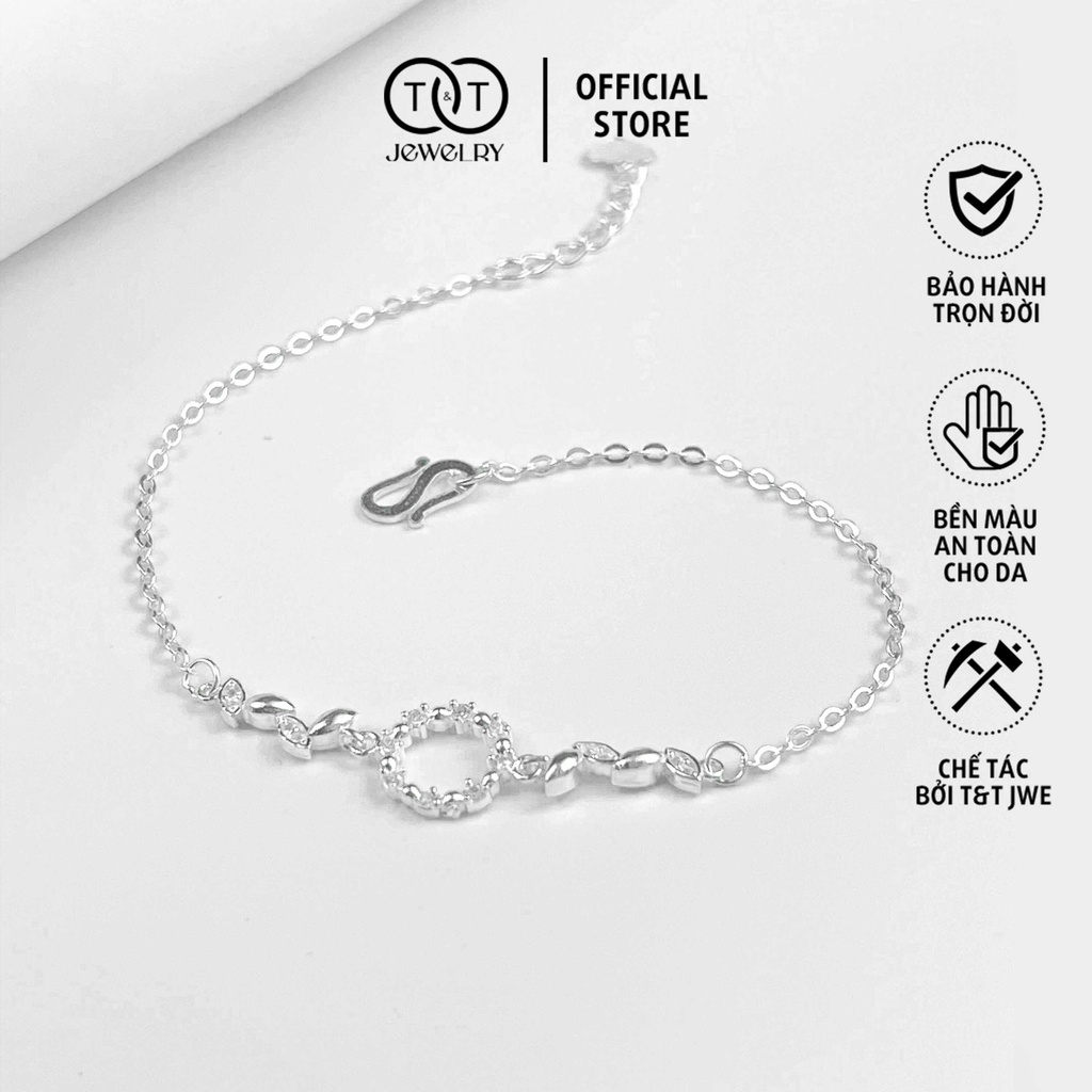 Lắc tay Bạc Ý s925 Cỏ Bốn Lá Đá Đôi T&amp;T Jewelry cao cấp LT03