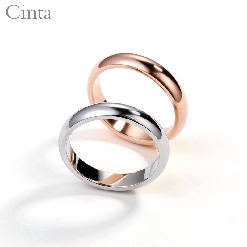 (Cinta) Phiên Bản Hàn Quốc Của Nhẫn Cặp đôi Mạ Vàng 18K đơn Giản Nhẫn Thép Titan Nam Và Nữ