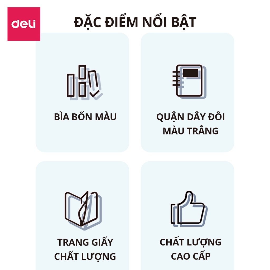 Sổ tay ghi chép gáy lò xo A5 B5 60 trang hình lâu đài vòng quay mặt trời Deli - Kẻ ngang - Màu ngẫu nhiên - LA560/LB560