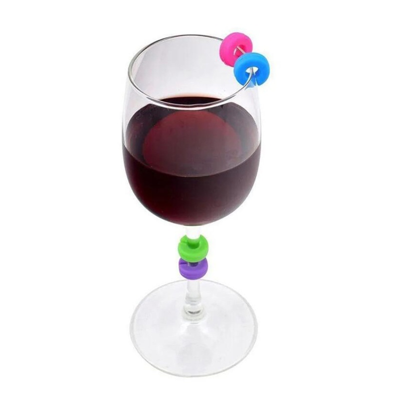 Set 12 Nhãn Silicone Tròn Mini Đánh Dấu Ly Rượu