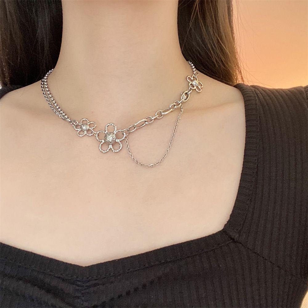 USNOW Vòng cổ Thép Titan Mặt Hình Học Phong Cách Đường Phố Thời Trang Cho Nữ