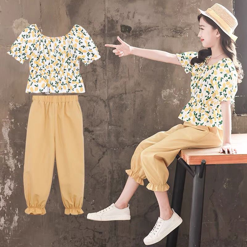 Bộ Đồ Thể Thao Hai Mảnh Áo Thun Tay Ngắn Phong Cách Mới Mùa Hè Dành Cho Bé Gái 3-5-8-10-12-13 Tuổi