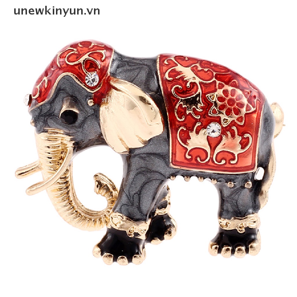 UU Animal Enamel Crystal Elephant Brooch Pin Women Costume Bouquet  Pin Jewelry UU