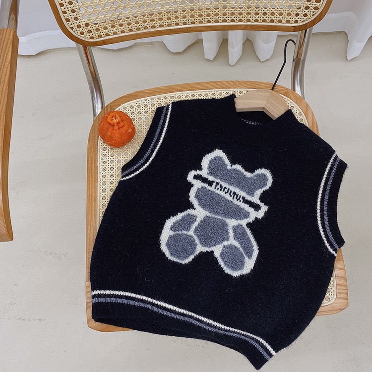 Áo Sweater Dệt Kim Không Tay Phong Cách Xuân Thu Mới Dễ Phối Đồ Cho Bé Trai