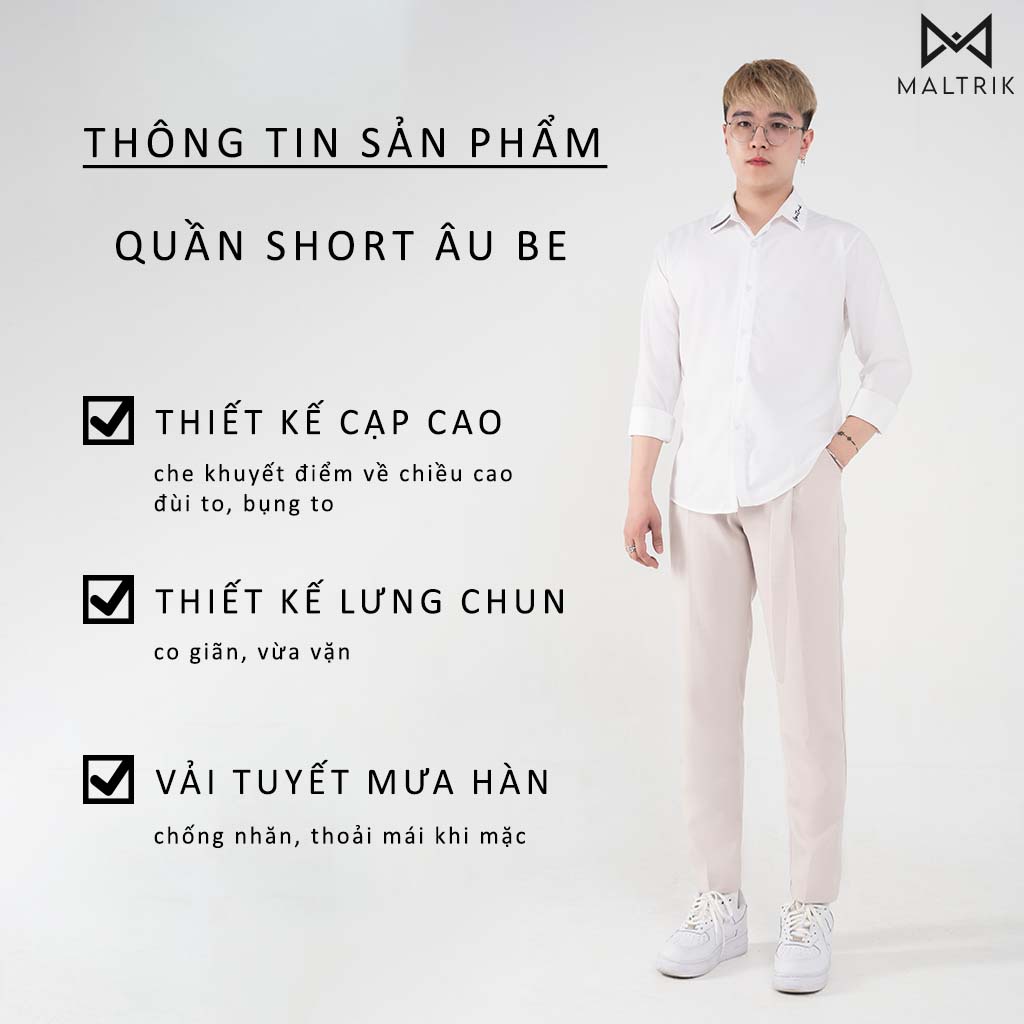 Quần tây âu cạp cao bigsize màu be MALTRIK chất liệu tuyết mưa cao cấp không nhăn mềm mát có size cho người béo 120kg