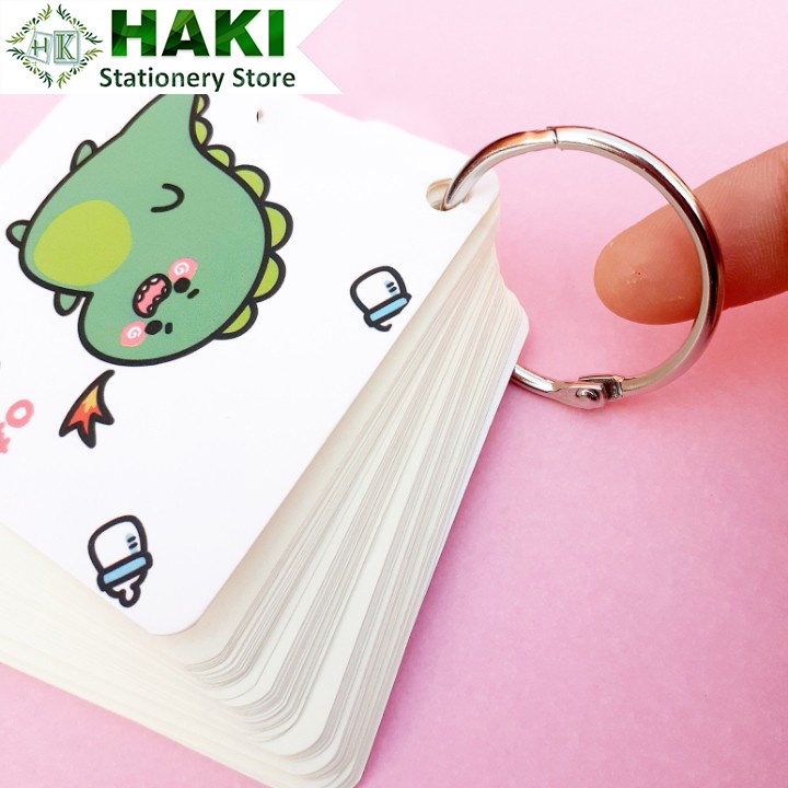 Khoen tròn inox Flashcard HAKI đóng gáy sách, album, nhật kí - Khoen móc vòng còng đóng sổ, sổ tay (đủ size)