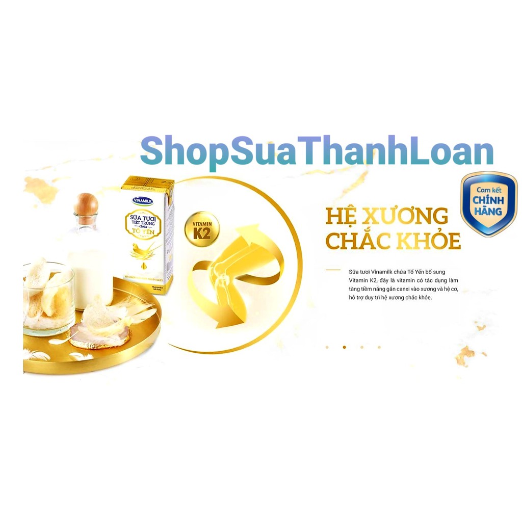 [HSD T9-2021] SỮA TƯƠI TIỆT TRÙNG VINAMILK CÓ CHỨA TỔ YẾN - THÙNG 24 HỘP 180ML