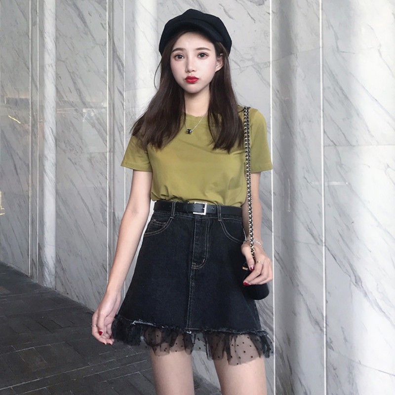 Chân váy jean chữ a mini Emilyshop