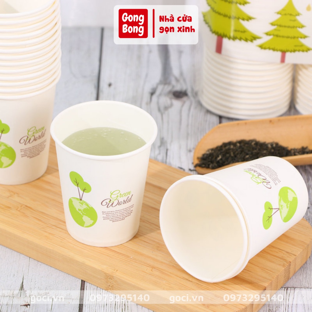 Set 50 cốc giấy dùng 1 lần cốc giấy du lịch tự phân hủy 250ml tiện lợi nhỏ gọn dễ sử dụng thân thiện môi trường