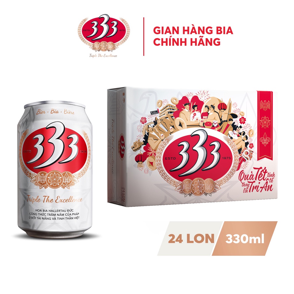 [ Hoả tốc ] Thùng bia 333  24 lon 330ml mẫu tết