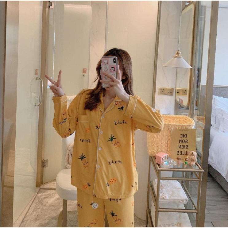 Đồ ngủ nữ tiểu thư pyjama tay dài - quần dài siêu đáng yêu