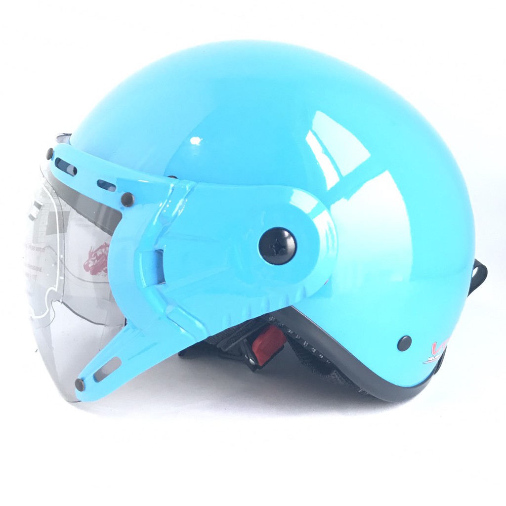 Mũ bảo hiểm có kính V&amp;S Helmet - VS105K - xanh nhạt bóng