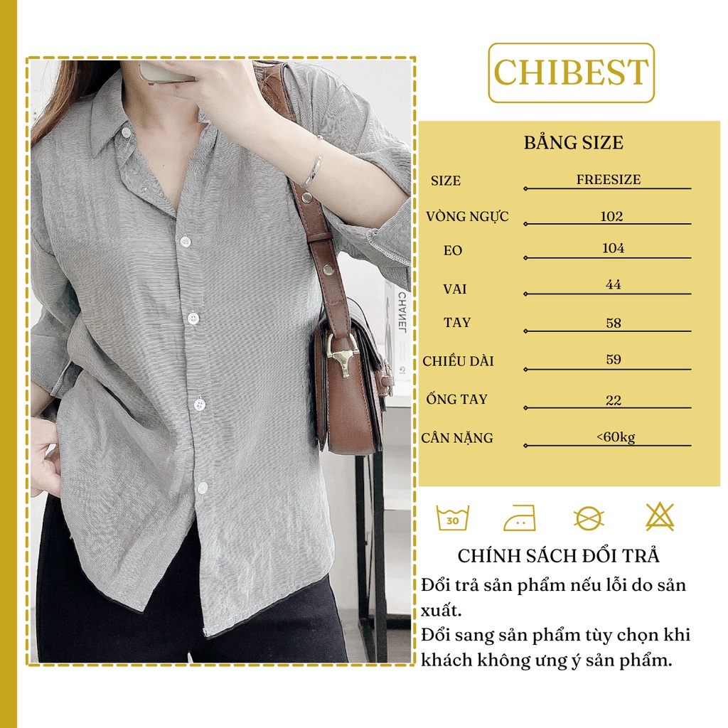 Áo sơ mi kiểu tay dài phối dây buộc nơ lưng chất liệu tơ sọc mẫu thời trang nữ cá tính AAB75 CHIBEST