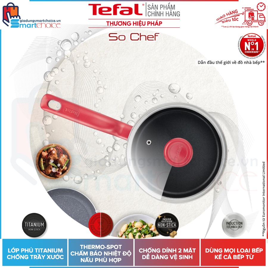Nồi cán dài, quánh Tefal So Chef 18cm G1352395