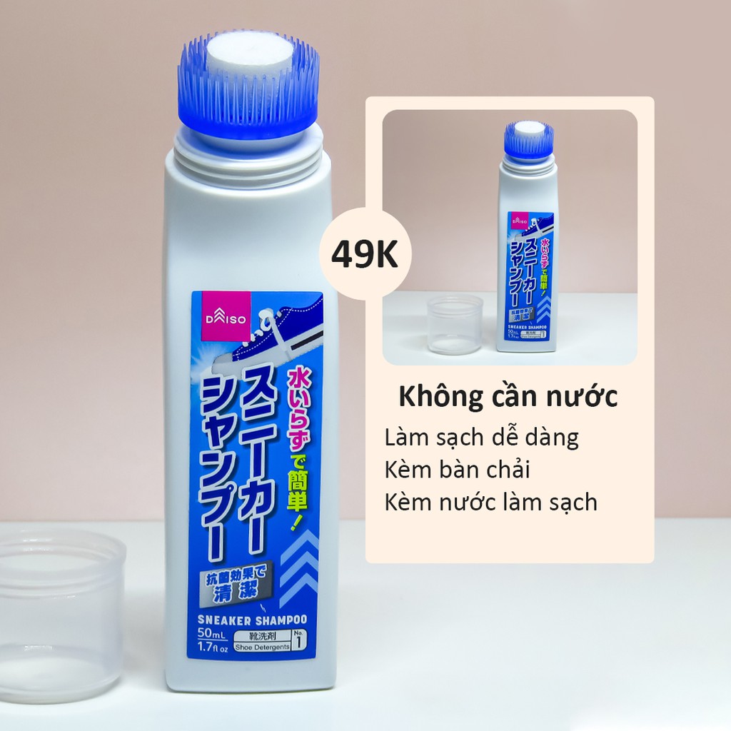 Tẩy ố giày, túi sách có bàn chải, bảo vệ giày và kháng khuẩn - Daiso Japan Hàng Nhật