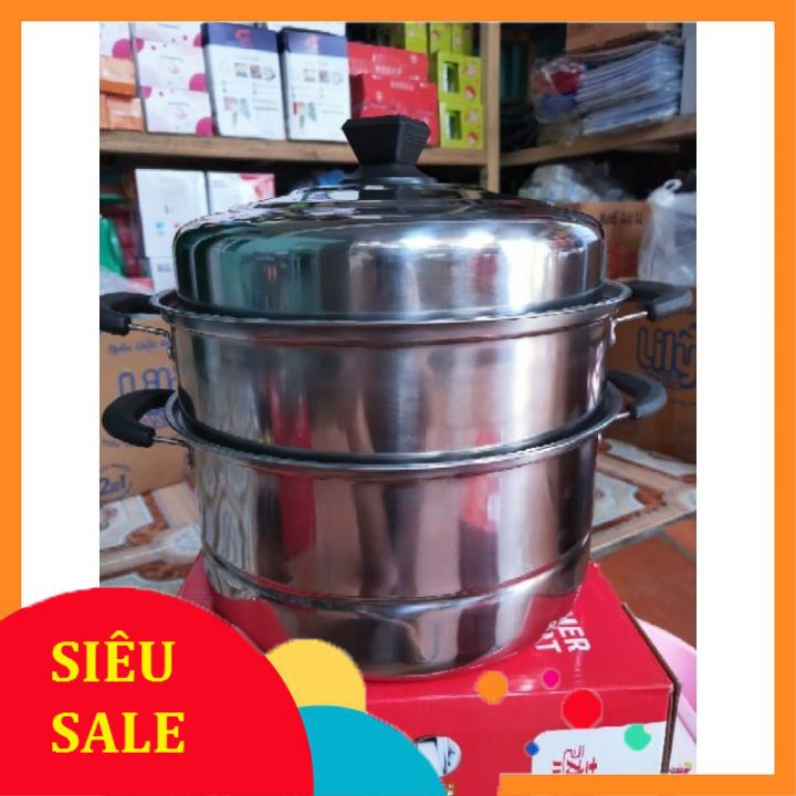 Nồi hấp inox 3 tầng hiện đại kích thước lớn, có thể sử dụng trên mọi loại bếp .