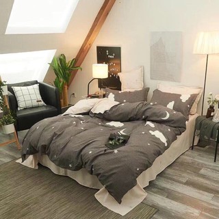 Bộ chăn ga gối cottong poly mây xám