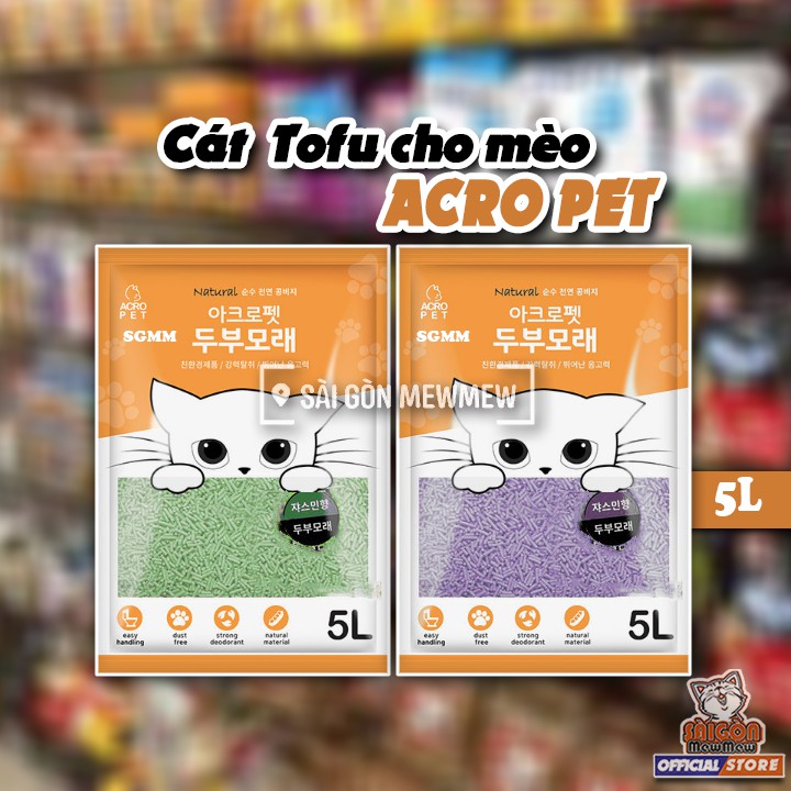 Cát vệ sinh hữu cơ Tofu ACRO PET 5L dành cho mèo, thân thiện với môi trường