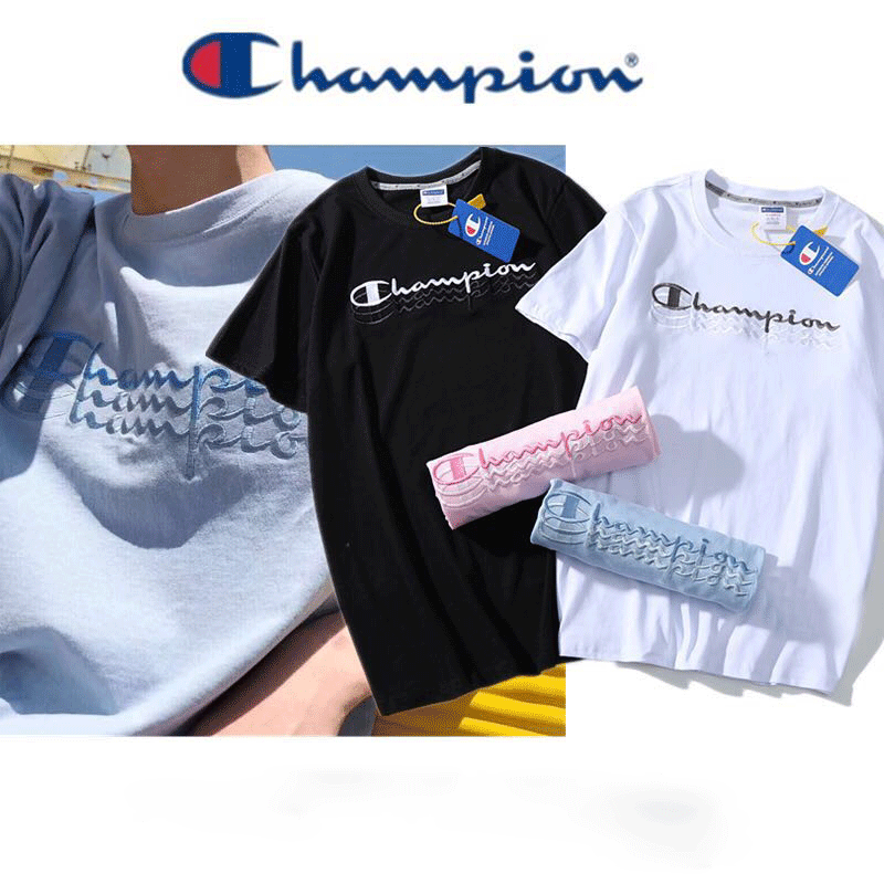 Áo Thun Cotton Tay Ngắn Dáng Rộng Champion Màu Trơn Thoáng Khí Thời Trang Mùa Hè Cho Nam Và Nữ