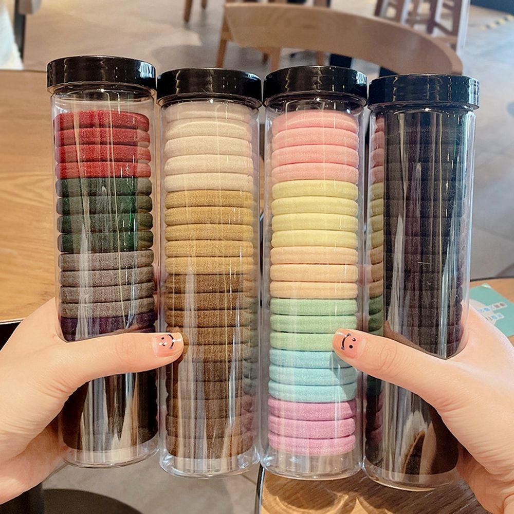 Set 5/20 dây buộc tóc co giãn màu trơn đơn giản phong cách Hàn Quốc dễ thương cho nữ