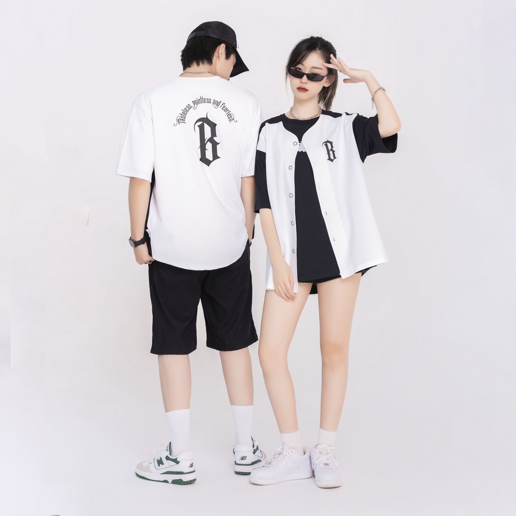 Áo sơ mi bóng chày BJHG unisex form rộng phong cách Hàn quốc Local Brand