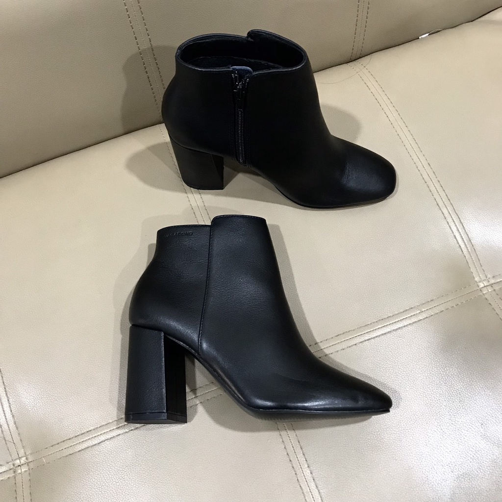 Giầy Bốt Nữ Da Thật Gót Trụ Cao 7cm Mũi Vuông VNXK