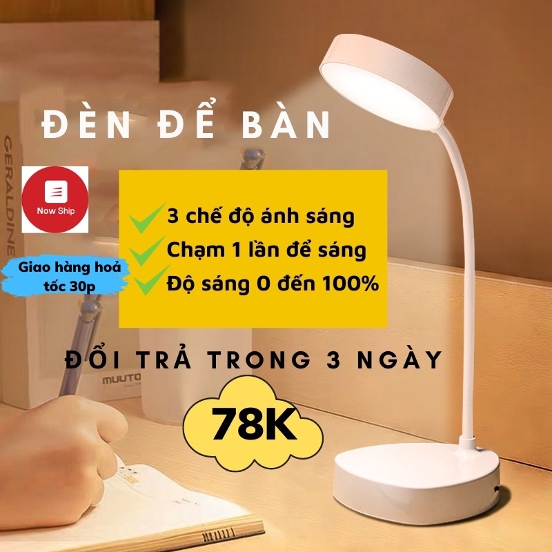 Đèn Học Đèn Học Để Bàn Đọc Sách Làm Viêc Sạc USB Chống Cận Cảm Ứng Tích Điện TITAN.ST