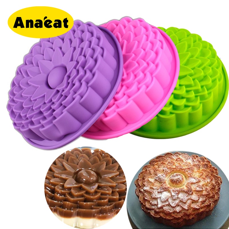 Khuôn làm bánh Anaeat bằng Silica Gel hình hoa hướng dương cỡ lớn an toàn xinh xắn
