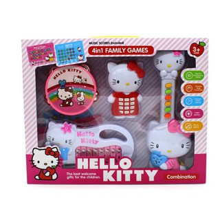 Bộ đồ chơi 4 món đàn điện thoại mèo kitty (Không kèm pin)
