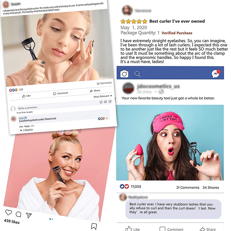 Sáng Bóng🌸Sẵn Sàng Giao Hàng🌸Dụng Cụ Bấm Cong Lông Mi 3D Màu Đen