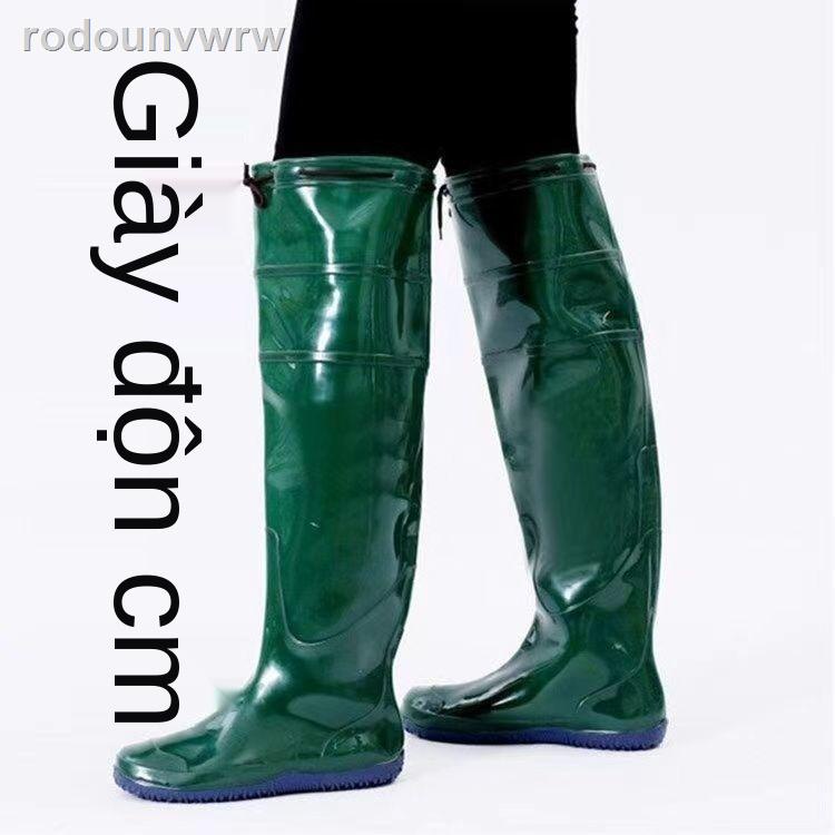 ☂☜Giày trồng lúa mới cho nam và nữ đi mưa ống vừa cao, ruộng tất, đế mềm, buộc thun, chống nước quá đầu gối, câu cá