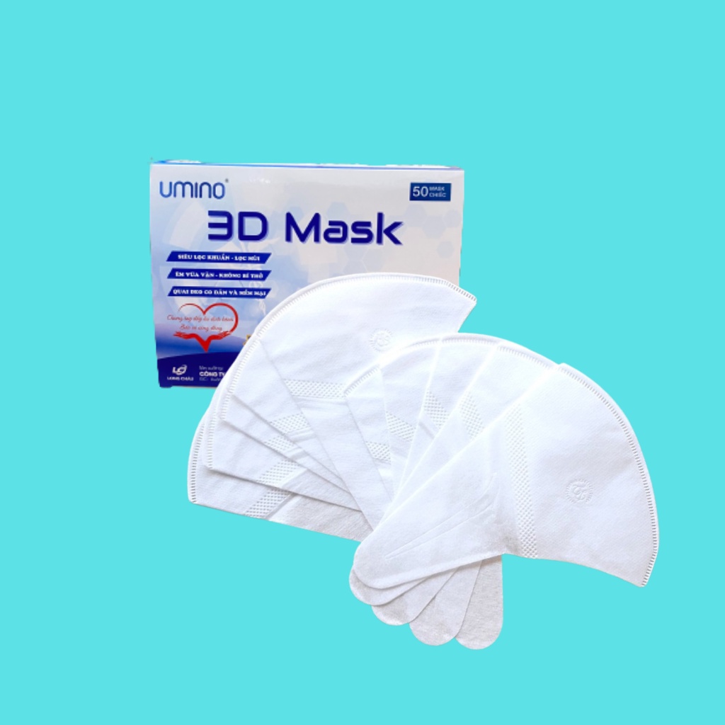 Khẩu trang 3D Mask-Siêu lọc khuẩn-Lọc mùi-Êm vừa vặn-Không bí thở-Quay đeo co dãn mềm mại-hộp 50 cái | BigBuy360 - bigbuy360.vn