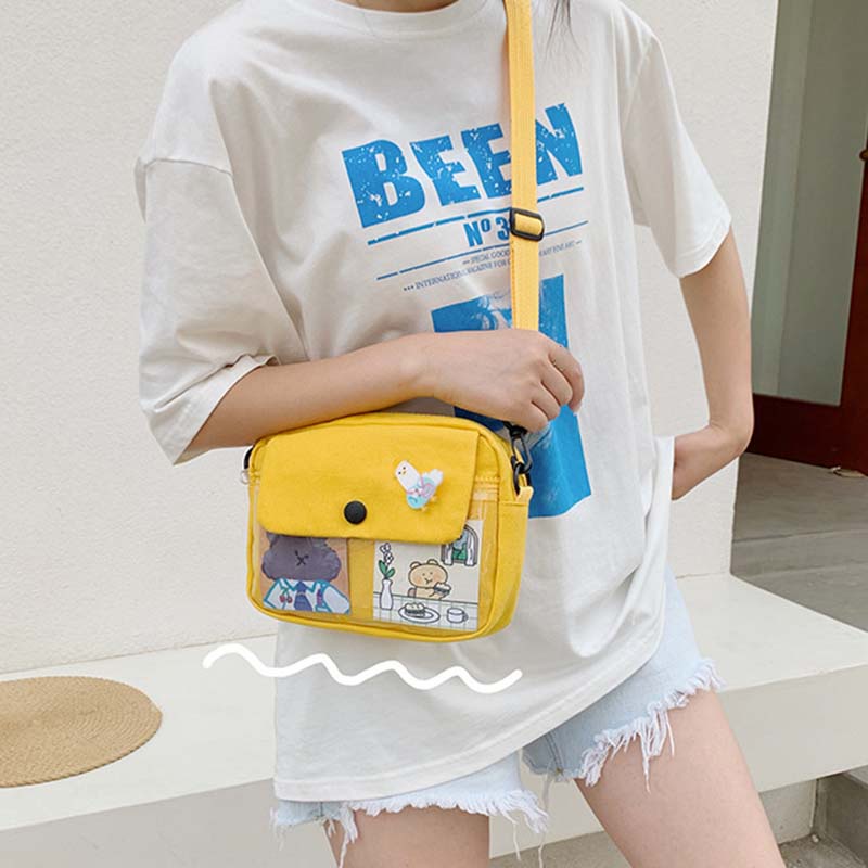 Túi Vải canvas Đeo Chéo Đựng Điện Thoại Xinh Xắn Cho Nữ
