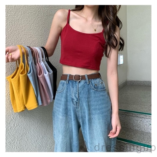 Áo croptop 2 dây màu trơn cá tính cho nữ